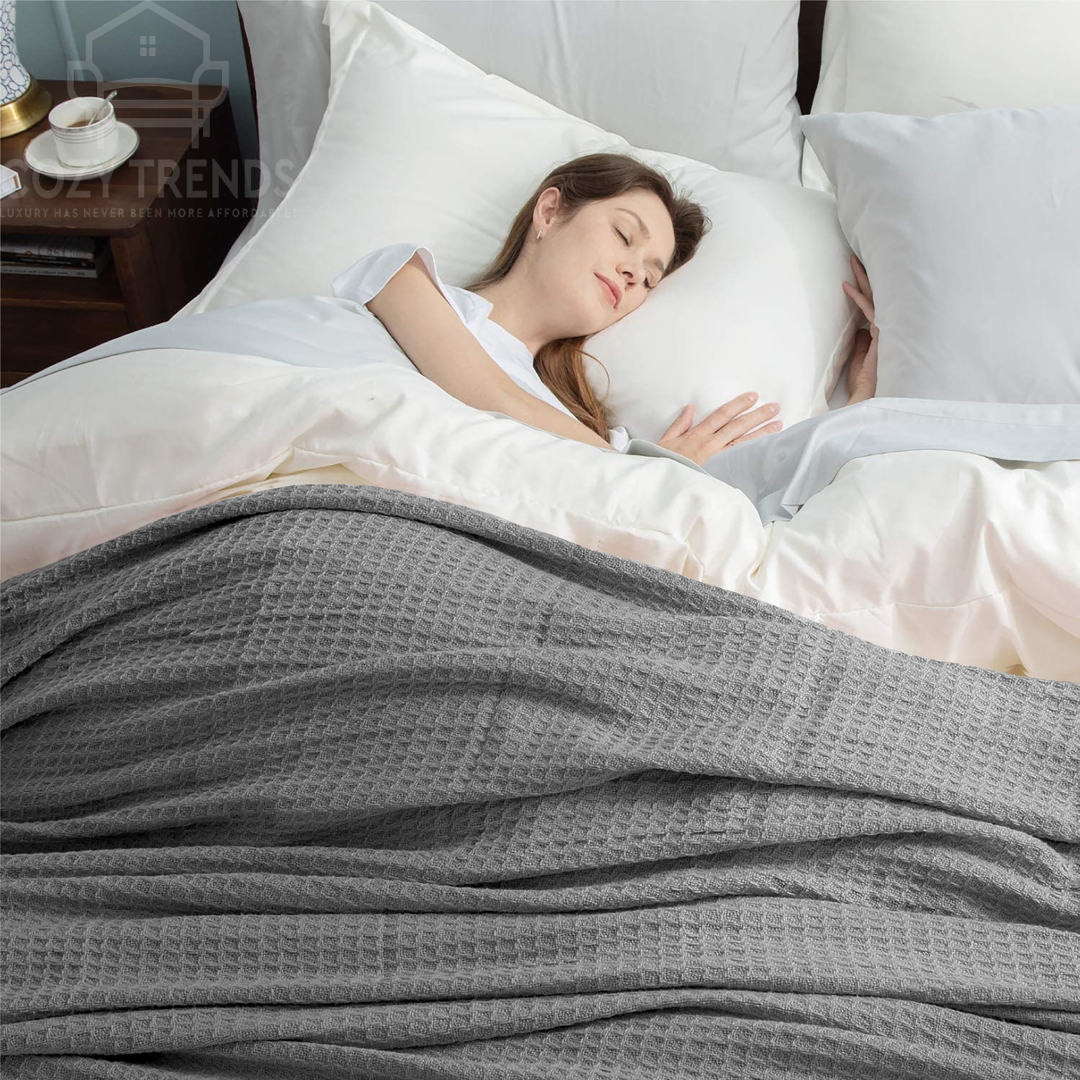 100 percent Cotton Waffle Weave Medium Weight All Season Thermal Blankets Bed Bath Beyond 32461939
